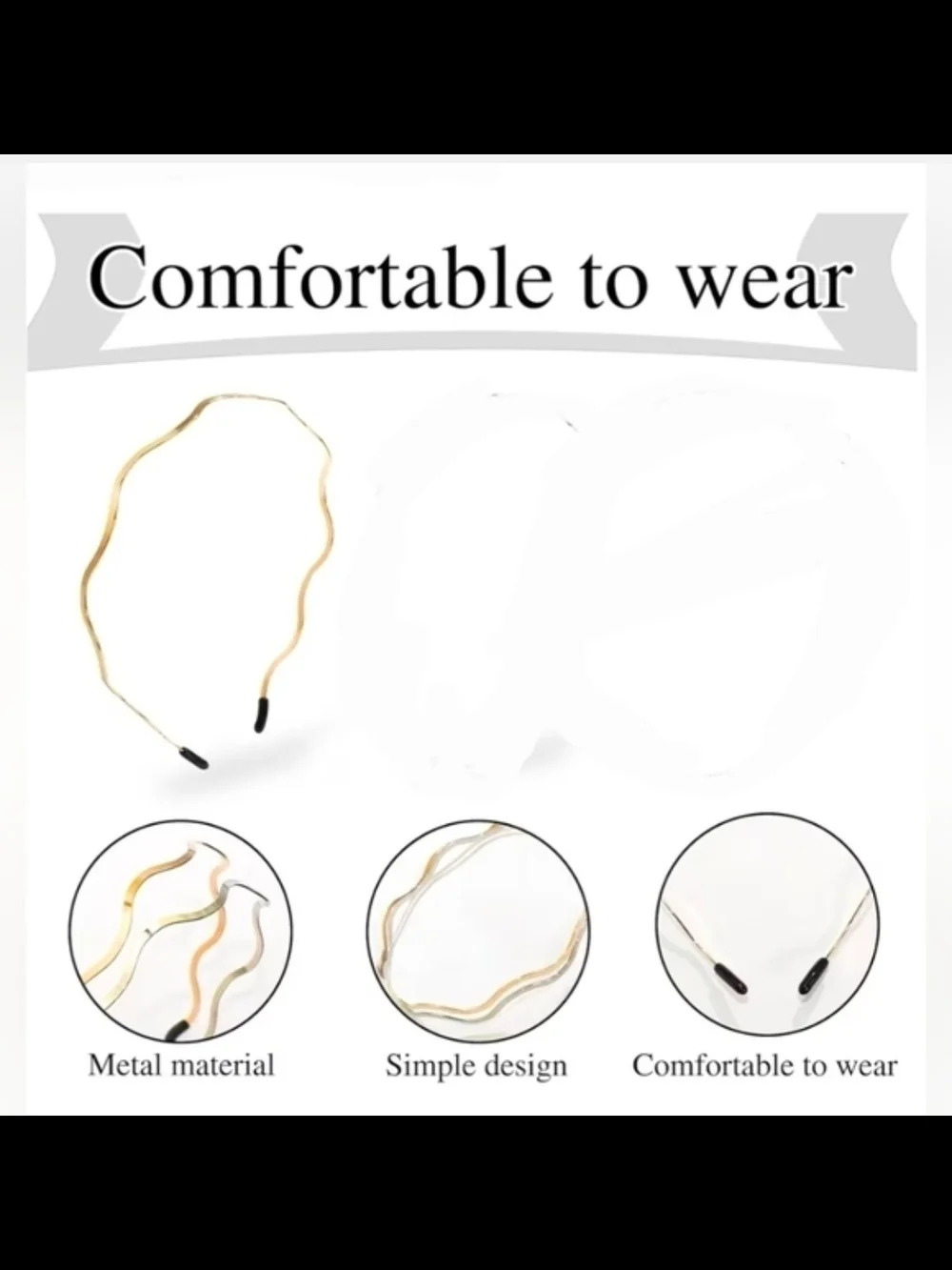 Gold Metal Dainty Wavy Headband BNIB